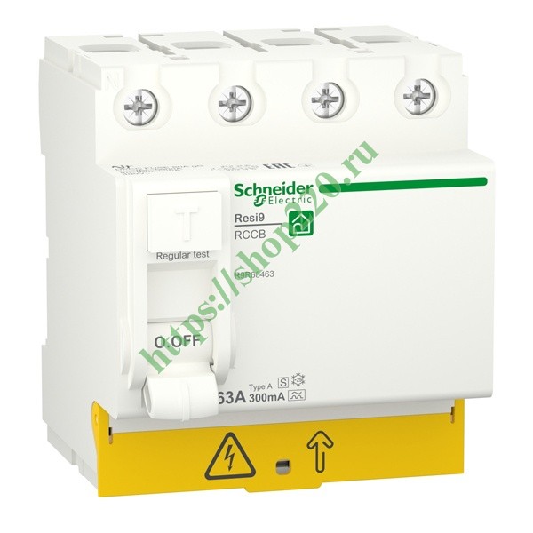 УЗО селективное RESI9 4П 63А 300мА AC-S 230В Schneider Electric 4м (ВДТ .