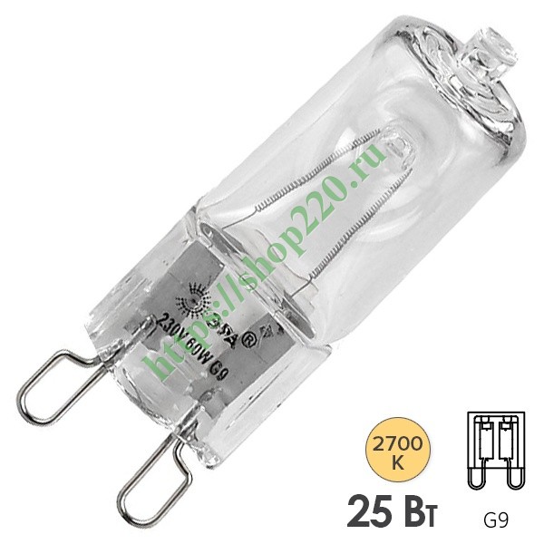 lamp bulb g9 25w halogen 230v