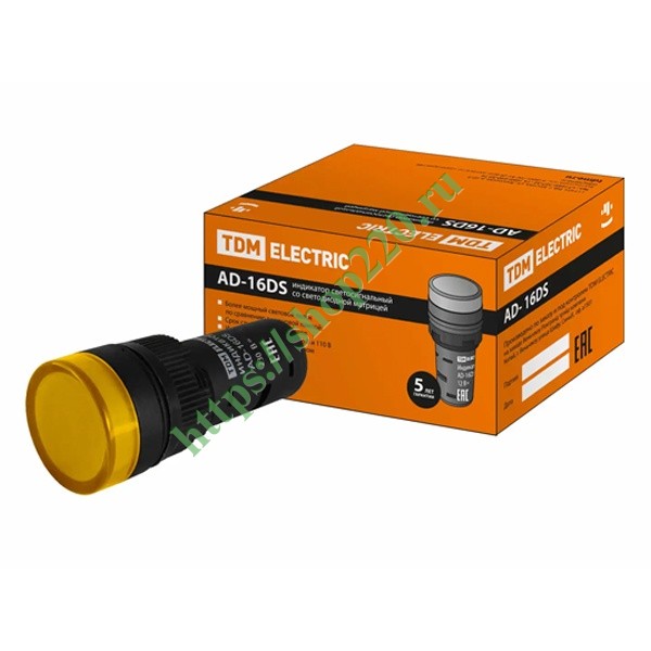 Лампа TDM AD-16DS(LED)матрица d16мм желтый 230В АС SQ0702-0072 купить ...