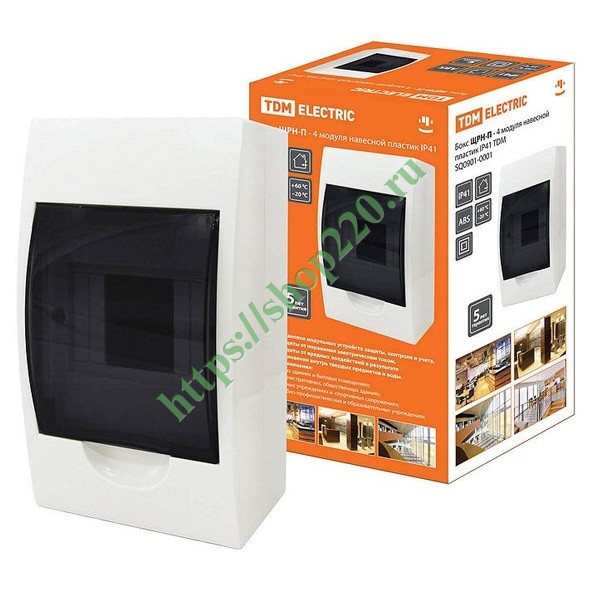 Бокс ЩРН-П-4 модуля навесной пластик IP41 TDM, белый SQ0901-0001 купить ...