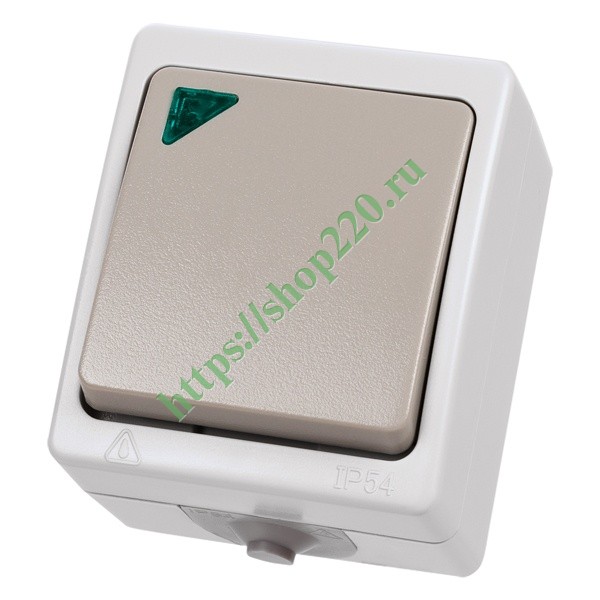 Выключатель одноклавишный открытой установки Вуокса с подсветкой 10А ...