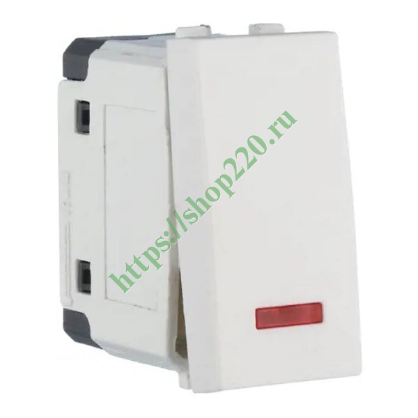 Переключатель с подсветкой 45х22,5 мм Экопласт LK45 16A, 250B белый ...