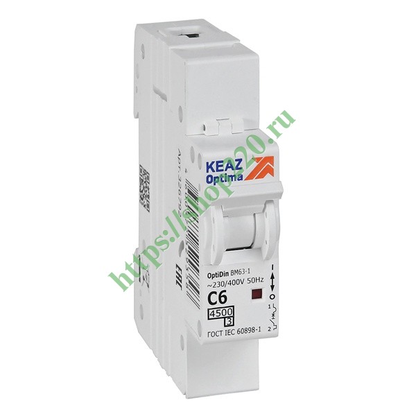 Автоматический выключатель OptiDin BM63-1C6-4,5-УХЛ3 1P 6A C 4,5кА КЭАЗ ...