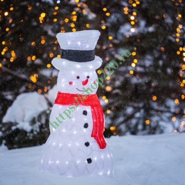 Фигура “Снеговик в шляпе” 175*90 см, цвет белый