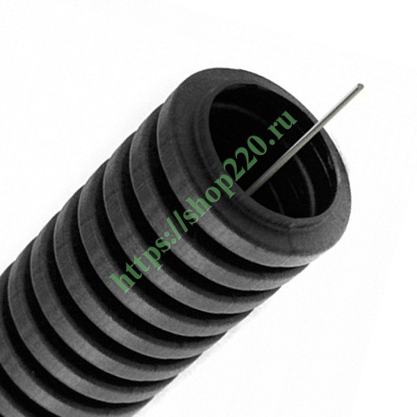 Труба гофрированная ПВХ 16 мм гибкая лёгкая с протяжкой черная [бухта ...