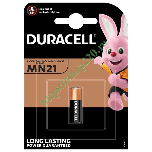 Батарейка MN21 Duracell A23/V23GA/3LR50 12V Alkaline (упаковка 1шт ...
