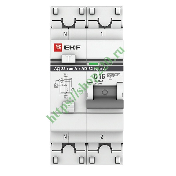 Дифференциальный автомат АД-32 1P+N 16А/30мА (тип А) EKF PROxima ...
