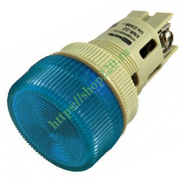 Лампа TDM ENR-22 сигнальная d22мм синий неон/230В цилиндр SQ0702-0042 ...