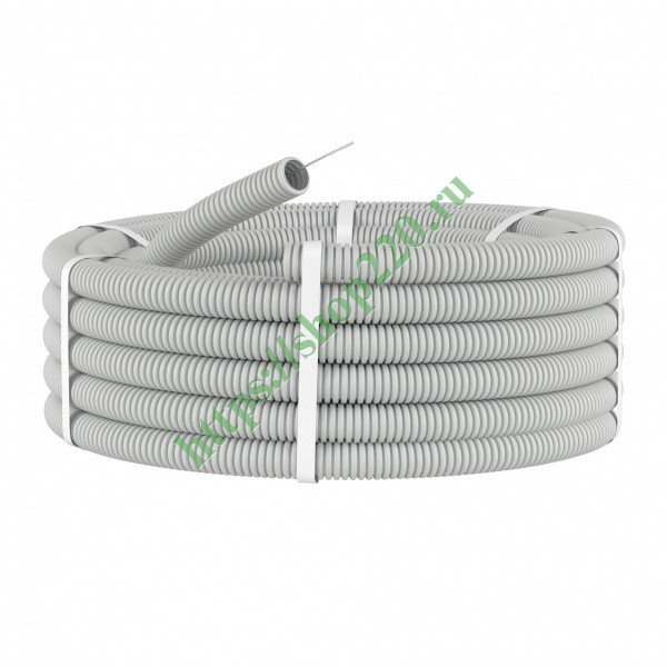 Труба ПВХ гофрированная d20мм гибкая лёгкая с протяжкой цвет серый ...