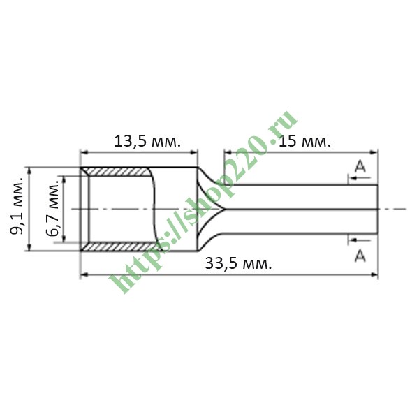 Наконечник медный луженый штифтовой НШП-25,0 под опрессовку КВТ 50310 ...