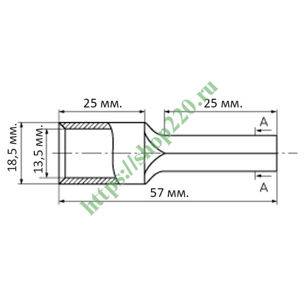 Наконечник медный луженый штифтовой НШП-95,0 под опрессовку КВТ 50314 ...