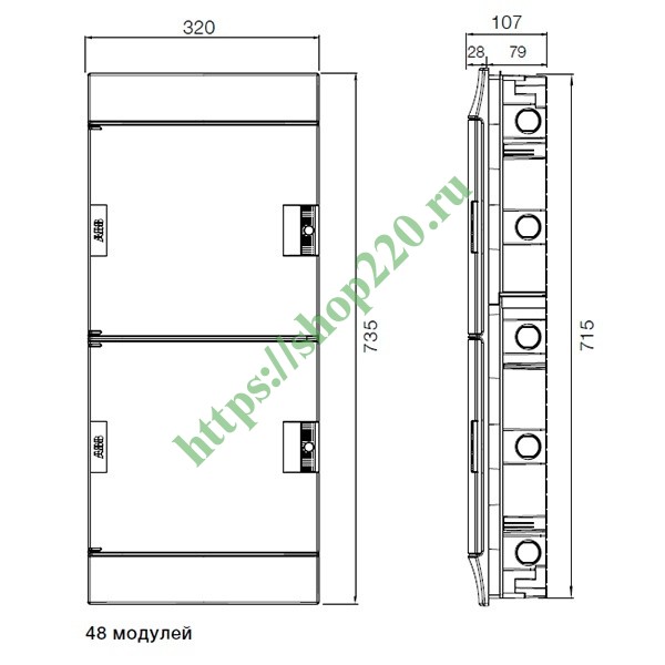 Шкаф abb mistral41 48 модулей