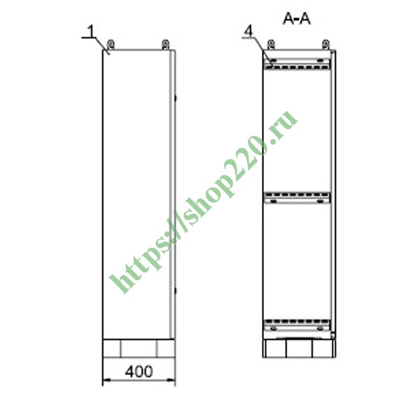 Шкаф металлический напольный с монтажной платой ip31 1800х800х400