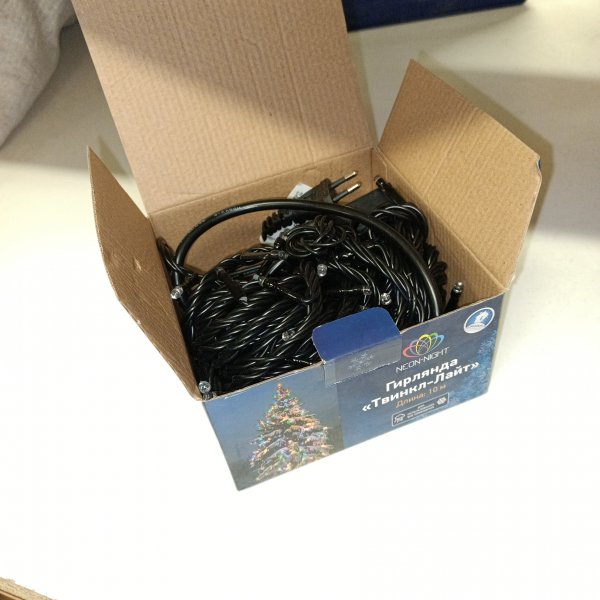 303-133 LED гирлянда «Твинкл лайт» Neon-night длиной 10 м, 100 синих светодиодов, 230 Вольт с защитой IP65, из черного ПВХ провода фото покупателя 3