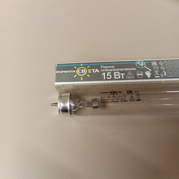 4603768612322 Лампа бактерицидная T8 мощностью 15 Ватт, с цоколем G13, специальная безозоновая, для кварцевания, защита от вируса фото покупателя 2