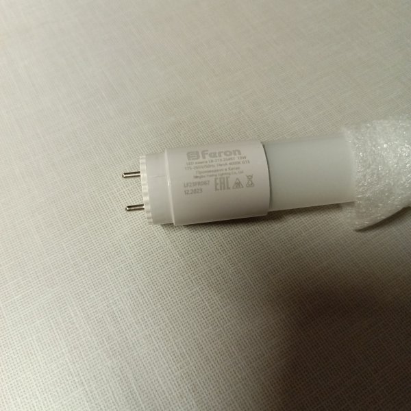 25497 Светодиодная линейная лампа LED-T8 56LED мощностью 10 Ватт на 220 Вольт с цоколем G13, белого света (упаковка 30 шт), 600мм фото покупателя 1