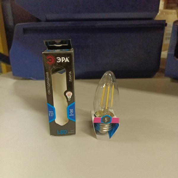 Б0027934 Энергосберегающая LED лампочка свеча с нитевидными светодиодами, мощностью 5 Ватт, с цоколем E27, нейтральный белый свет, прозрачная колба фото покупателя 2