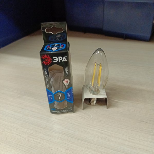 Энергосберегающая LED лампочка свеча с нитевидными светодиодами, мощностью 7 Ватт, с цоколем E14, нейтральный белый свет, прозрачная колба фото покупателя 1
