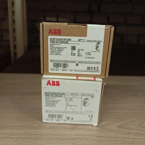 Однофазное устройство защитного отключения ABB F202 номинальный ток 25А, ток утечки 30mA, тип AC, 2 модуля фото покупателя 1