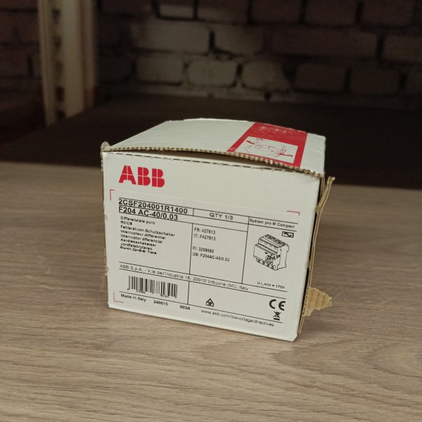 Трехфазное устройство защитного отключения ВДТ четырехполюсное AББ FH204 тип АС 40 ампера 30мА фото покупателя 3
