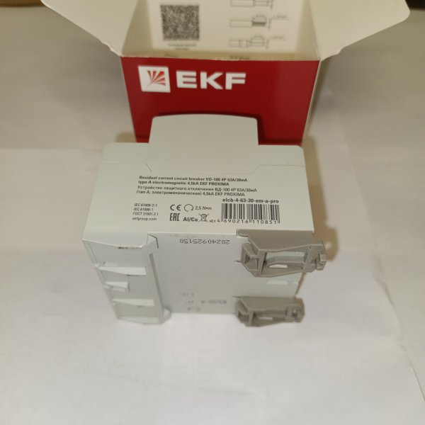 elcb-4-63-30-em-a-pro Четырехполюсный дифференциальный выключатель ВД-100 ЭКФ PROxima, номинальный ток 63 Ампера, 30 мА тип A (электромеханическое) фото покупателя 9