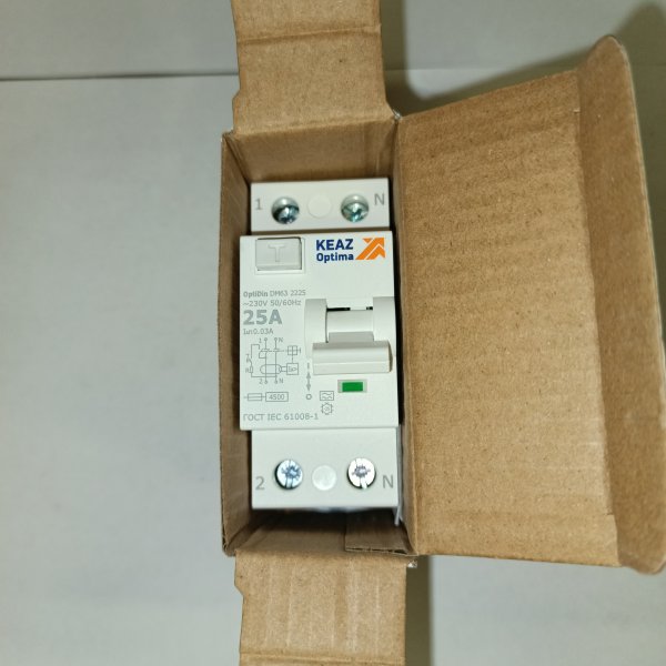 Однофазный выключатель дифференциального тока КЭАЗ OptiDin DM63 30мА тип A, ток нагрузки 25А, 4500А, на DIN рейку фото покупателя 3