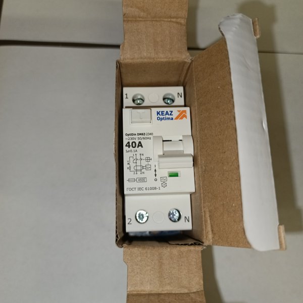 Однофазный выключатель дифференциального тока КЭАЗ OptiDin DM63 100мА тип AС, ток нагрузки 40А, 4500А, на DIN рейку фото покупателя 3