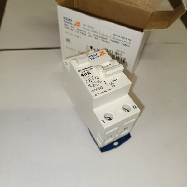 Однофазный выключатель дифференциального тока КЭАЗ OptiDin DM63 100мА тип AС, ток нагрузки 40А, 4500А, на DIN рейку фото покупателя 2