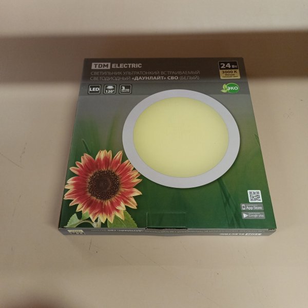 SQ0329-0236 Светодиодная круглая панель Downlight СВО ТДМ, мощностью 24 Ватта, теплый белый свет, с драйвером, цвет корпуса белый фото покупателя 4
