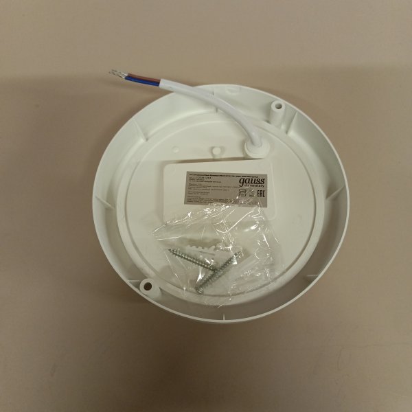 126411212 Белый LED светильник Гаусс Элементари круглой формы, накладного исполнения, 230 Вольт, мощностью 12 Ватт, с высокой защитой от пыли и влаги, 4000К фото покупателя 1