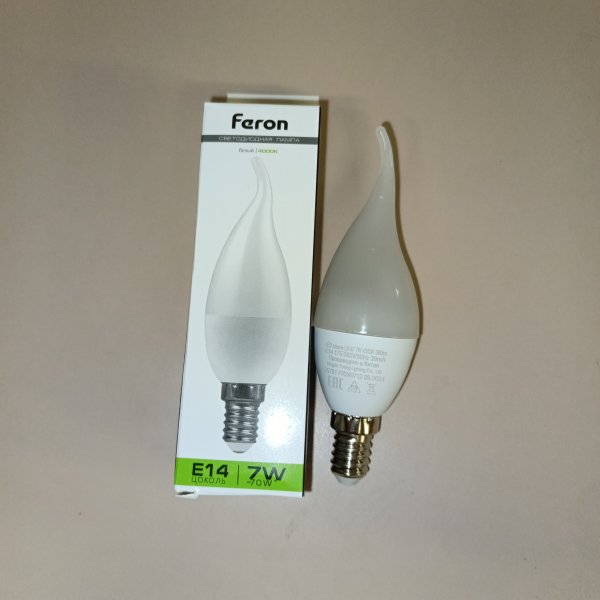 25761 Энергосберегающая LED лампочка свеча на ветру, мощностью 7 Вт, с цоколем E14 (миньон), белый свет фото покупателя 1