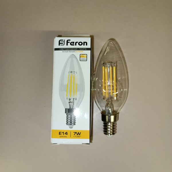 25870 Диммируемая филаментная лампа свеча Feron LB-166 7W 230V E14, теплый свет фото покупателя 1