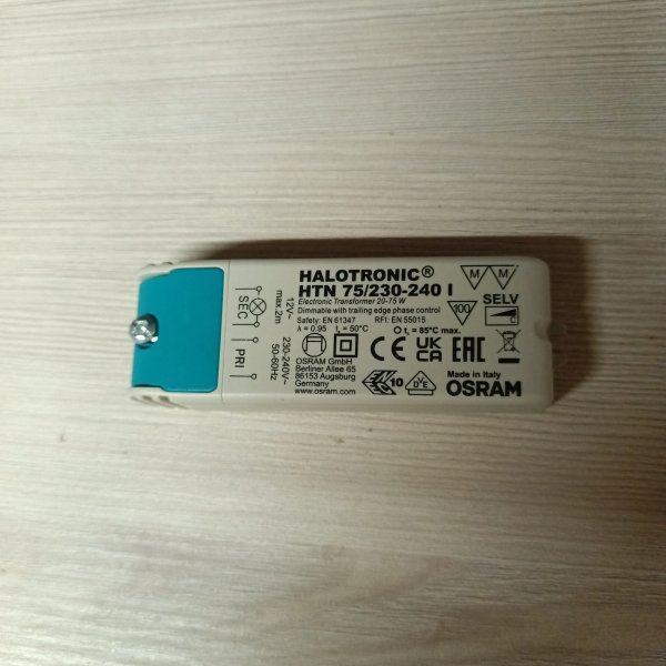 4008321073037 Электронный трансформатор OSRAM для галогенных ламп мощностью 75 Ватт с напряжением 12 Вольт. фото покупателя 1