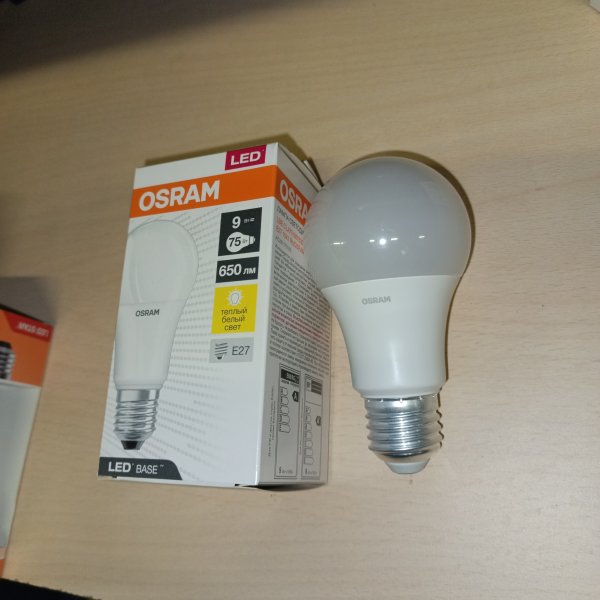 4058075527621 Энергосберегающая LED лампа Груша мощностью 9 Вт с цоколем E27 теплого белого света фото покупателя 1