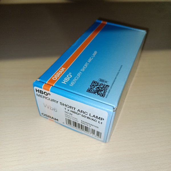 4050300507132 Ртутная короткодуговая лампа без отражателя HBO 50W/AC 39-45V 100h SFa6-2/8 Osram фото покупателя 1