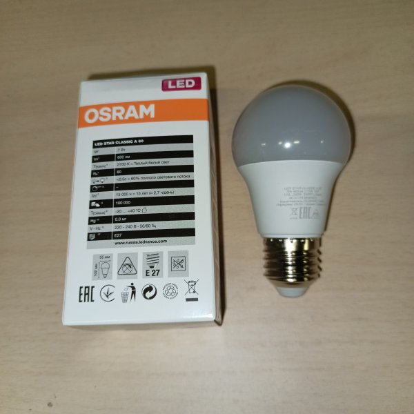 4058075096387 Энергосберегающая LED лампа Груша мощностью 7 Вт с цоколем E27 теплого света фото покупателя 1