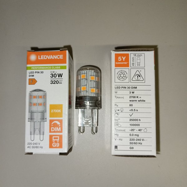 4099854248788 Капсульная LED лампочка мощностью 3 Ватта с цоколем G9 теплый свет фото покупателя 1
