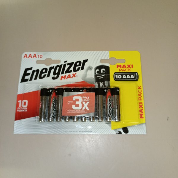 7638900413830 Батарейки щелочные мизинчиковые Energizer Max, размером ААА/LR03, упаковка 10 штук фото покупателя 1