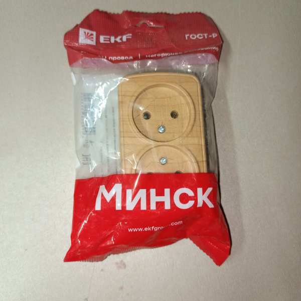 EGR10-102-30 Электрическая внешняя под светлое дерево розетка ЕКФ двойная силовая 16А электросети 220В IP20 открытой установки на стену фото покупателя 4