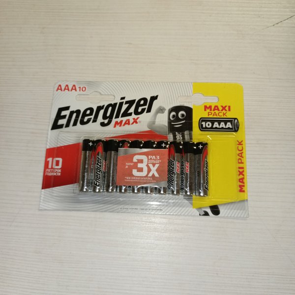 7638900413830 Батарейки щелочные мизинчиковые Energizer Max, размером ААА/LR03, упаковка 10 штук фото покупателя 2