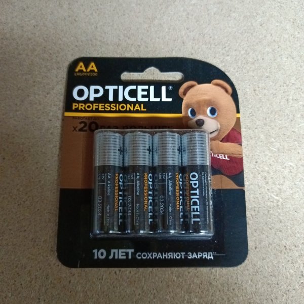 Щелочные пальчиковые батарейки Opticell Professional размера АА LR6 (4 штуки) фото покупателя 1