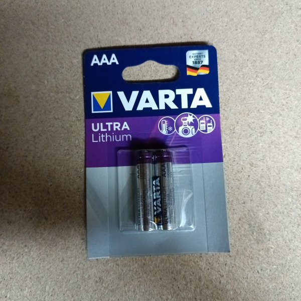 4008496680399 Литиевые элементы питания мизинчиковые Varta Ultra Lithium, типоразмера ААА/FR03, упаковка 2 штуки фото покупателя 1