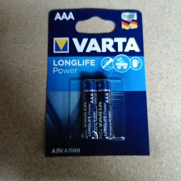 04903113412 Алкалиновые элементы питания мизинчиковые Varta Longlife Power, типоразмера ААА/LR03, упаковка 2 штуки фото покупателя 1