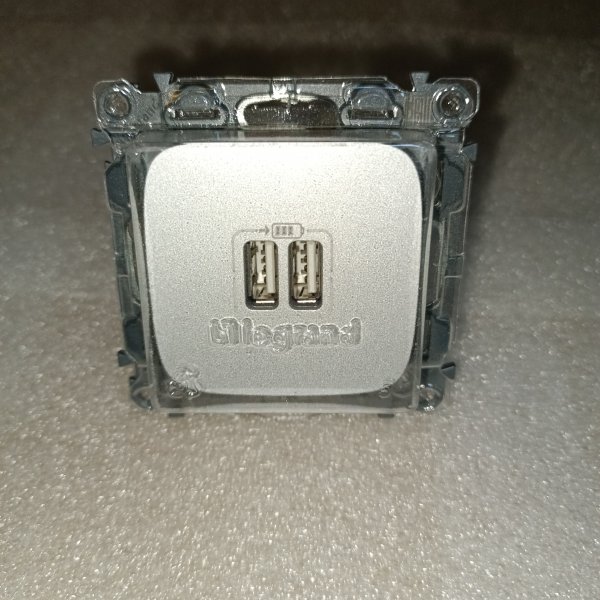 754997 Зарядное устройство с двумя USB разъемами 100-240В~, 50-60Гц, 5В-2400мА алюминий Legrand Valena In'Matic фото покупателя 2