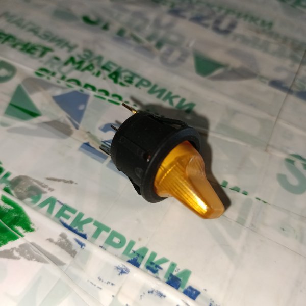 36-2592. Круглый двухпозиционный тумблерный выключатель 12 Вольт Рексант с желтой индикацией, 16 Ампер фото покупателя 1