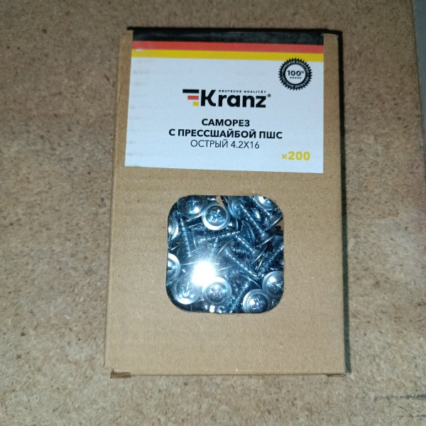 KR-01-3361-003 Стальные острые саморезы Kranz для монтажа металлических конструкций 4,2x16 мм, 200 шт фото покупателя 1