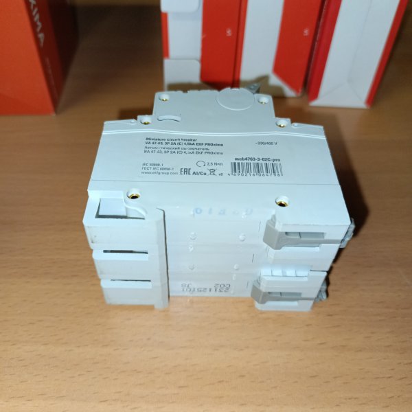 mcb4763-3-02C-pro Модульный электрический автомат трехполюсный ЕКФ Проксима тип С 2 ампера для защиты электрической цепи фото покупателя 3