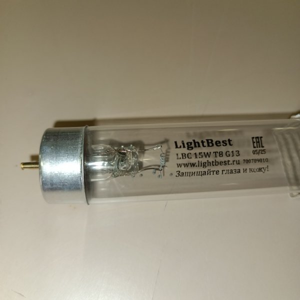 700709010 Лампа бактерицидная LightBest LBC T8 мощностью 15 Ватт, с цоколем G13, специальная безозоновая, для кварцевания, защита от вируса фото покупателя 1