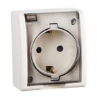 Розетка Simon 15 2П+3 с крышкой Aqua IP54 16А 250В слоновая кость (бежевый) изображение 1