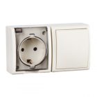 Блок розетка Simon 15 2П+3 16А 250В + выключатель 10А 250В Aqua IP54 слоновая кость (бежевый) изображение 1